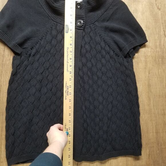 Fashion Bug Womans Size XL Black Short Sleeve Sweater Neck Buttons - Picture 7 of 7